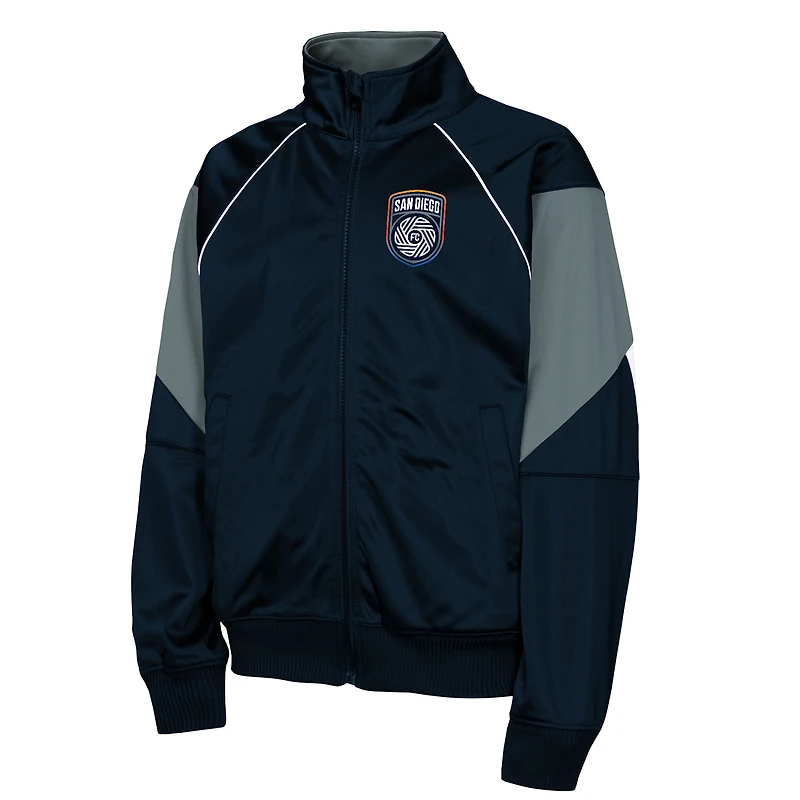 Veste de survêtement zippée intégrale noire et grise à blocs couleurs San Diego FC pour jeunes la marque Outerstuff