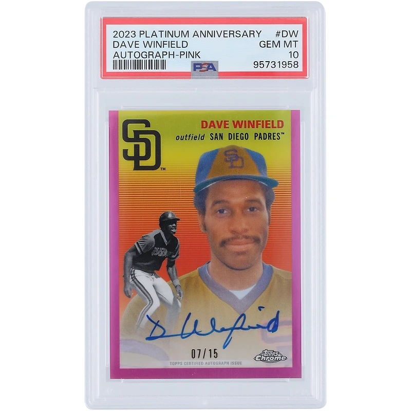 Dave Winfield San Diego Padres Autographed 2023 Topps Platinum Anniversary Pink #CPA-DW #7/15 PSA Authenticated 10 Card