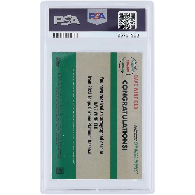 Dave Winfield San Diego Padres Autographed 2023 Topps Platinum Anniversary Pink #CPA-DW #7/15 PSA Authenticated 10 Card