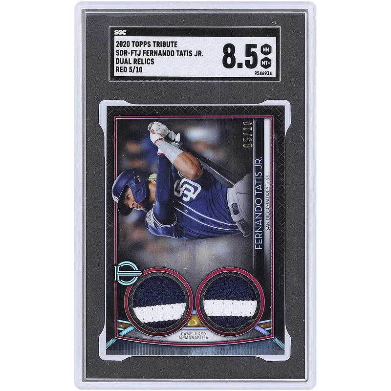 Fernando Tatis Jr. San Diego Padres 2020 Topps Tribute Red Dual Dual-Color Relics #SDR-FTJ #5/10 SGC Authenticated 8.5 Card