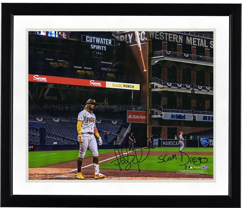 Fernando Tatis Jr. San Diego Padres Autographed 16" x 20" Bat Flip Photograph with "Slam Diego" Inscription