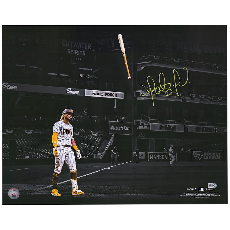Fernando Tatis Jr. San Diego Padres Autographed 16" x 20" Bat Flip Spotlight Photograph