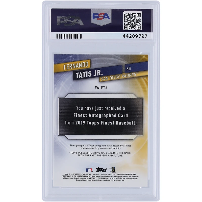 Fernando Tatis Jr. San Diego Padres Autographié 2019 Topps Finest Orange Wave Refractor #FA-FTJ #8/25 PSA Authentifié 10 Rookie Card