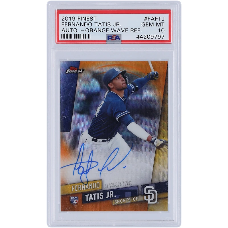 Fernando Tatis Jr. San Diego Padres Autographié 2019 Topps Finest Orange Wave Refractor #FA-FTJ #8/25 PSA Authentifié 10 Rookie Card