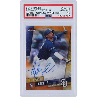 Fernando Tatis Jr. San Diego Padres Autographié 2019 Topps Finest Orange Wave Refractor #FA-FTJ #8/25 PSA Authentifié 10 Rookie Card