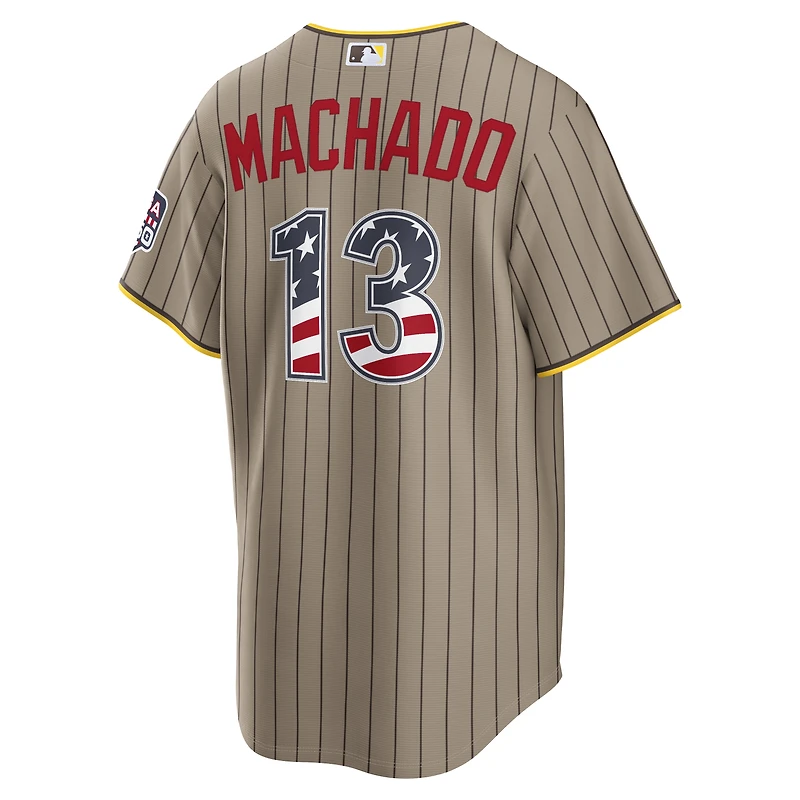 Fourth of July Men's San Diego Padres Manny Machado Nike Sand USA 250 Stadium Jersey
