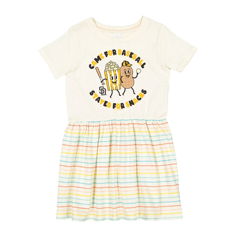 Girls Toddler Soft as a Grape White San Diego Padres Snack Dress