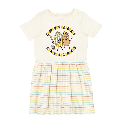 Girls Toddler Soft as a Grape White San Diego Padres Snack Dress