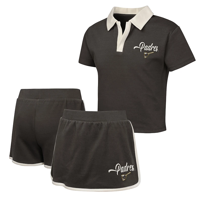 Ensemble polo et jupe-short Johnny pour filles marron San Diego Padres Base Trainer