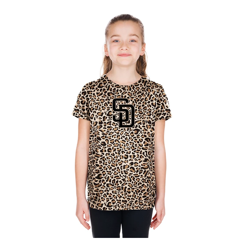 T-shirt New Era marron San Diego Padres Leopard pour filles