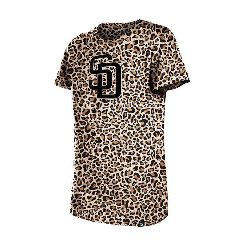 Girls Youth New Era  Brown San Diego Padres Leopard T-Shirt