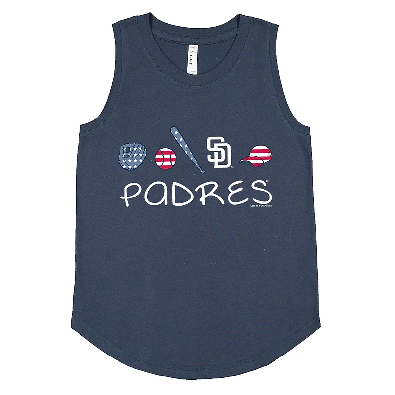 Girls Youth Soft as a Grape Denim San Diego Padres Americana Tank Top