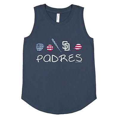 Girls Youth Soft as a Grape Denim San Diego Padres Americana Tank Top