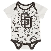 Ensemble de body trois pièces pour bébé et nouveau-né Outerstuff San Diego Padres All Day Play