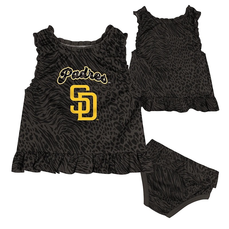 Ensemble robe et bloomer de jeu pour bébé noir des Padres San Diego