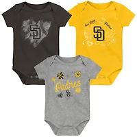 Infant Brown/Gold/Gray San Diego Padres Batter Up 3-Pack Bodysuit Set
