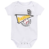 Infant Gold/White/Heather Gray San Diego Padres Biggest Little Fan 3-Pack Bodysuit Set