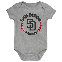 Infant Gold/White/Heather Gray San Diego Padres Biggest Little Fan 3-Pack Bodysuit Set