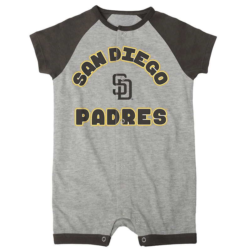 Infant  Heather Gray San Diego Padres Extra Base Hit Raglan Full-Snap Romper
