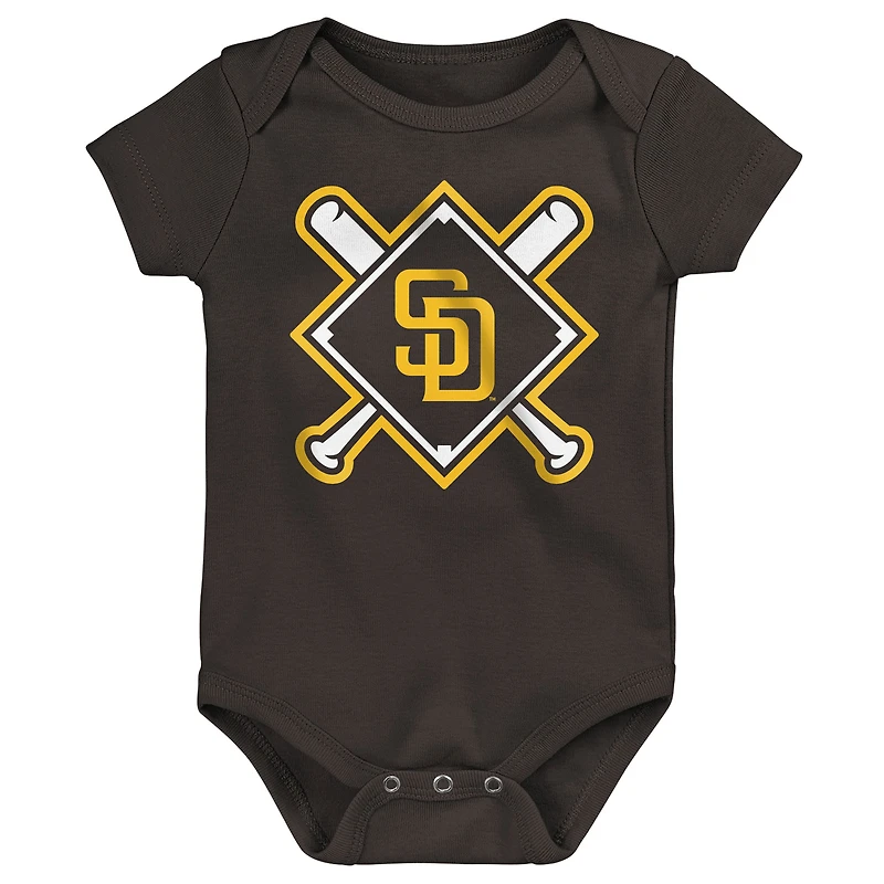 Infant Outerstuff San Diego Padres Home Plate 3-Piece Bodysuit Set