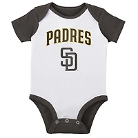 Ensemble de deux bodys Little Slugger blanc/gris chiné San Diego Padres pour bébé