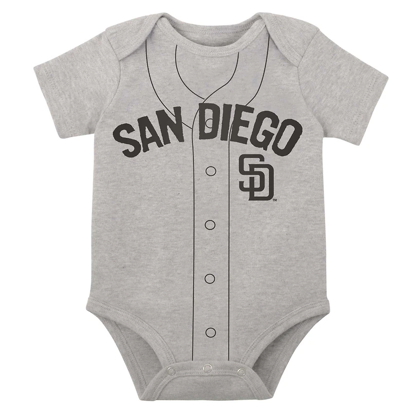 Ensemble de deux bodys Little Slugger blanc/gris chiné San Diego Padres pour bébé