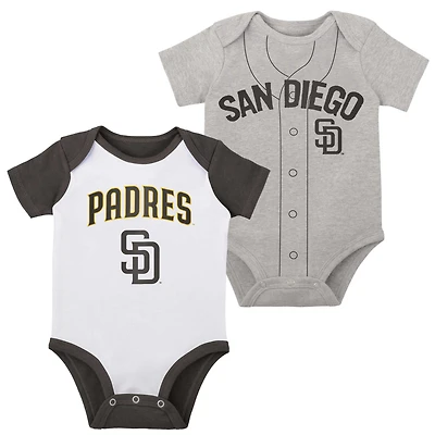 Ensemble de deux bodys Little Slugger blanc/gris chiné San Diego Padres pour bébé