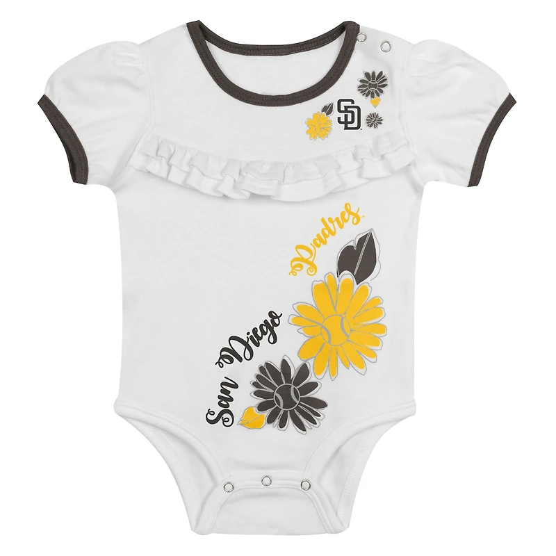 Infant  White San Diego Padres Sweet Catcher 3-Piece Headband Skirt Set