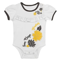 Infant  White San Diego Padres Sweet Catcher 3-Piece Headband Skirt Set