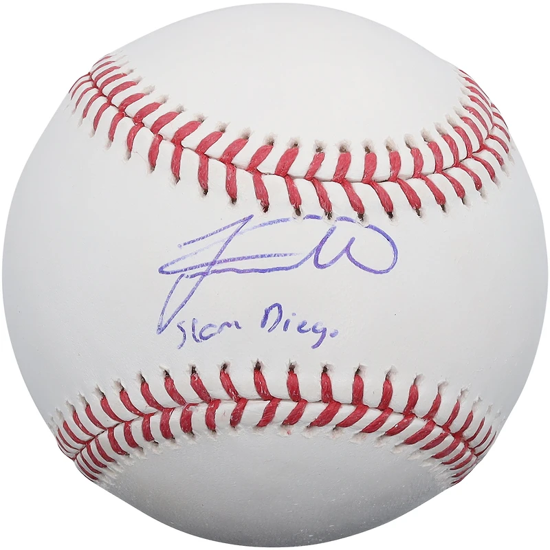 Balle de baseball autographiée par Jackson Merrill des Padres de San Diego avec l'inscription « Slam Diego »