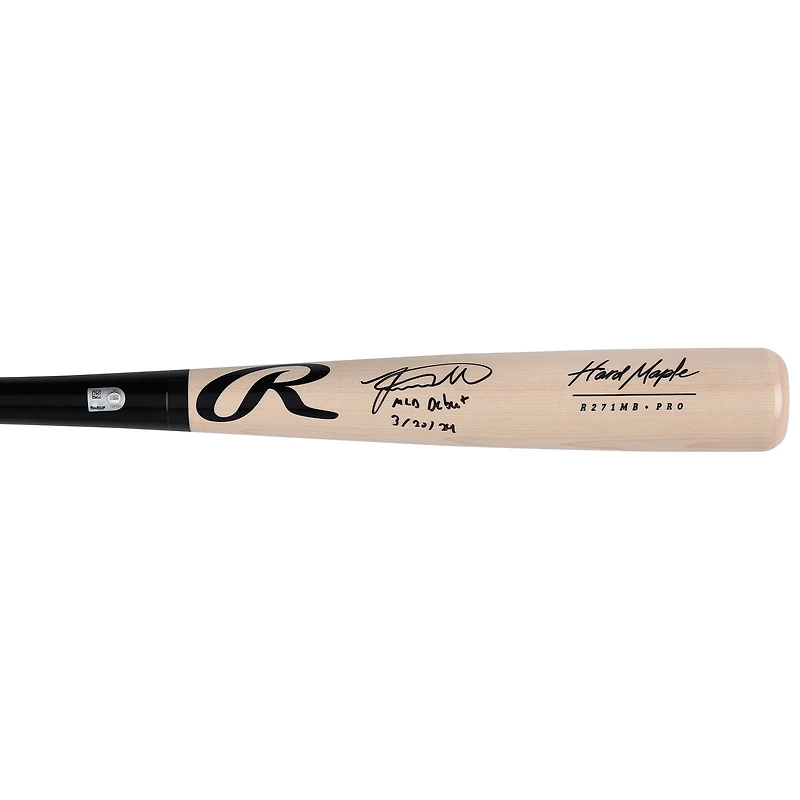Jackson Merrill San Diego Padres Autographed Black/Tan Rawlings Player Preferred Bat with "MLB Debut 3/20/24" Inscription