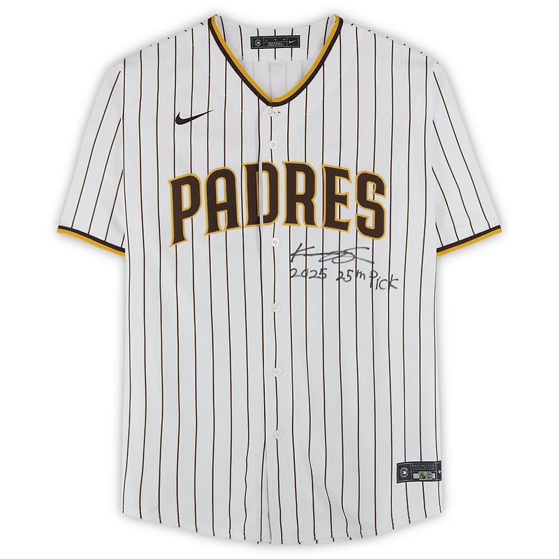 Kruz Schoolcraft San Diego Padres Autographed White Nike Replica Jersey with "2025 25th Pick" Inscription