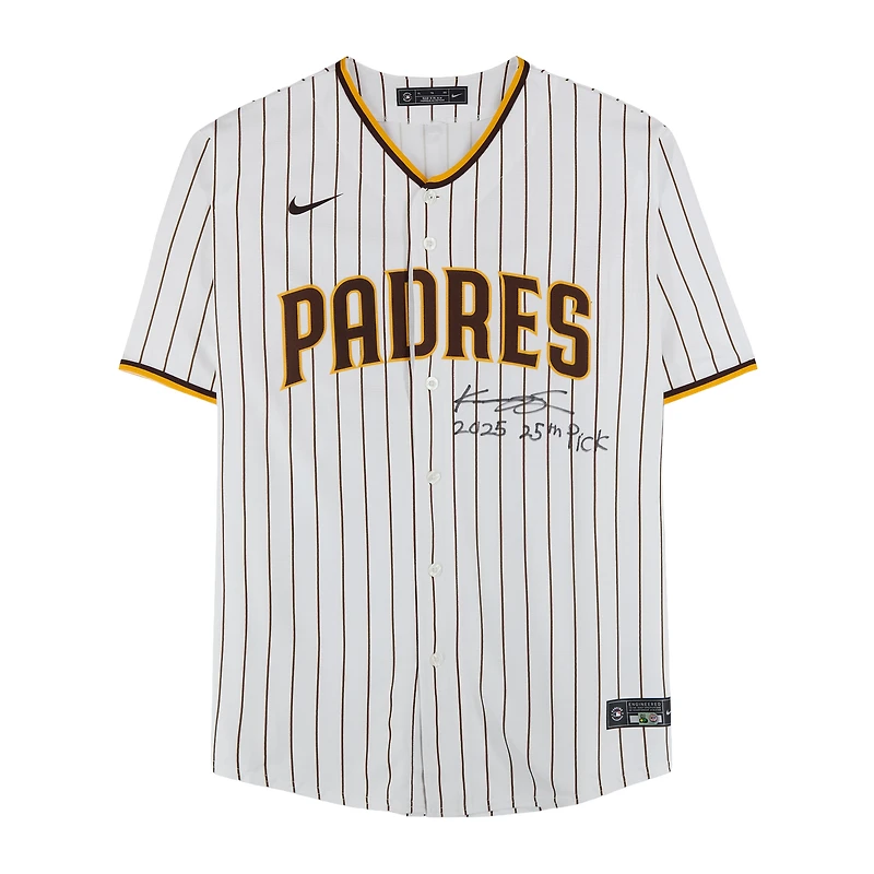 Kruz Schoolcraft San Diego Padres Autographed White Nike Replica Jersey with "2025 25th Pick" Inscription