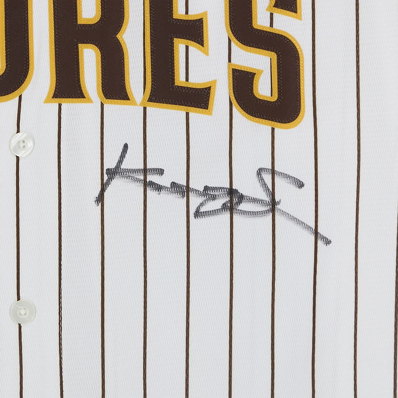 Maillot réplique Nike blanc autographié par Kruz Schoolcraft des Padres de San Diego