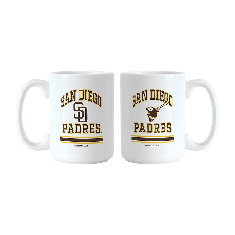 Ensemble de tasses Logo Brands San Diego Padres 15 oz. Modèle actuel et rétro