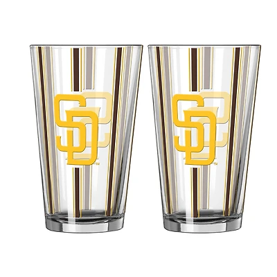 Logo Brands San Diego Padres Two-Piece 16oz. Striped Pint Glass Set