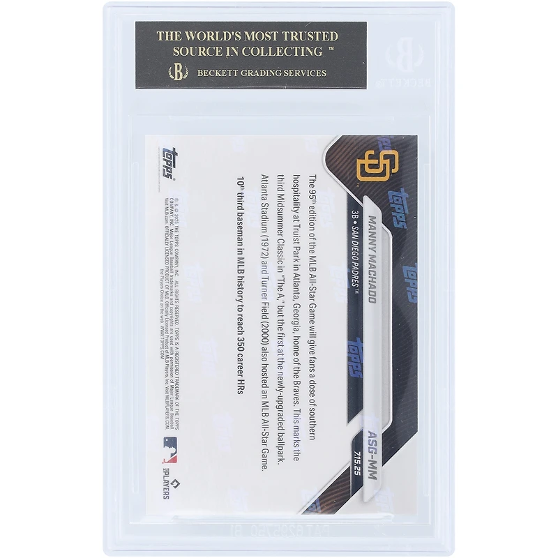 Manny Machado San Diego Padres 2025 Topps Now 2025 MLB All-Star Game Selection - NL Black Label #ASG-MM BGS Authenticated 10 Card - 10,10,10,10 Subgrades