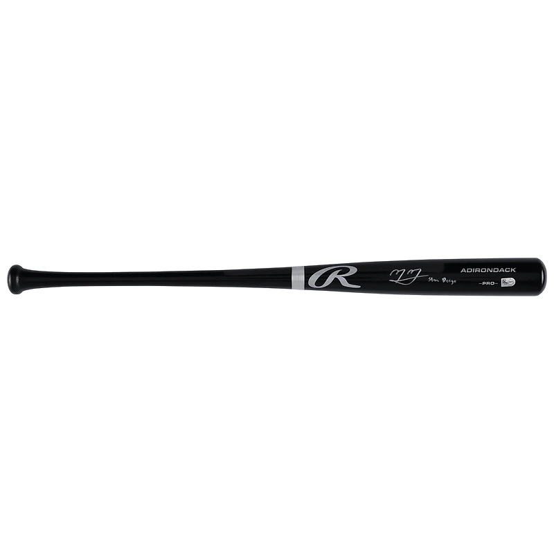 Batte de baseball Rawlings Pro noire autographiée par Manny Machado des Padres de San Diego avec l'inscription « Slam Diego »