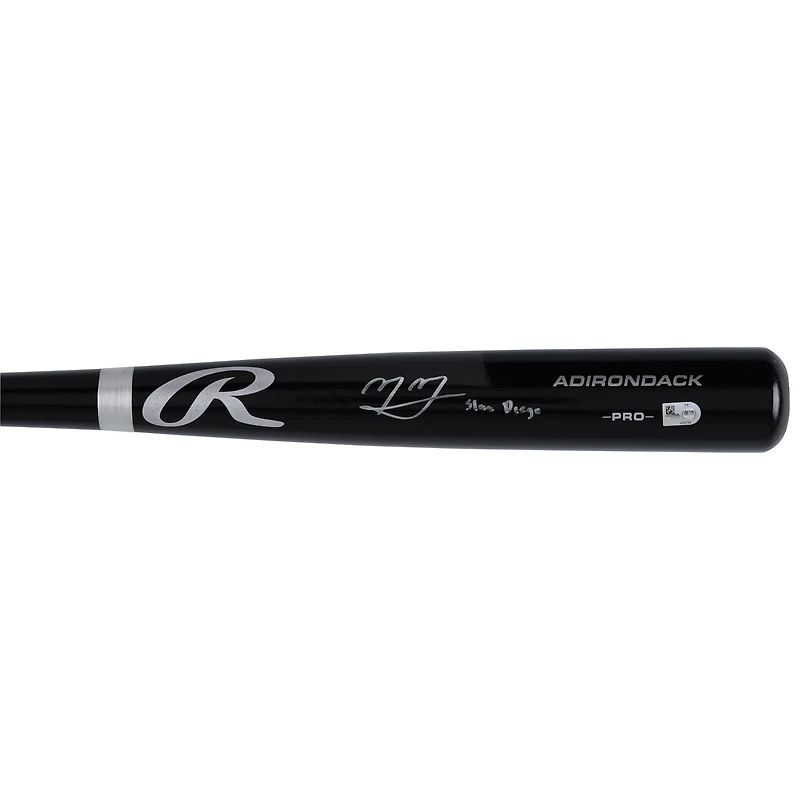 Batte de baseball Rawlings Pro noire autographiée par Manny Machado des Padres de San Diego avec l'inscription « Slam Diego »