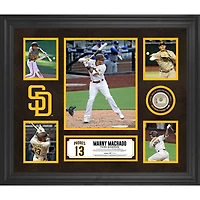 Manny Machado San Diego Padres Framed 5-Photo Collage with Piece of Game-Used Baseball