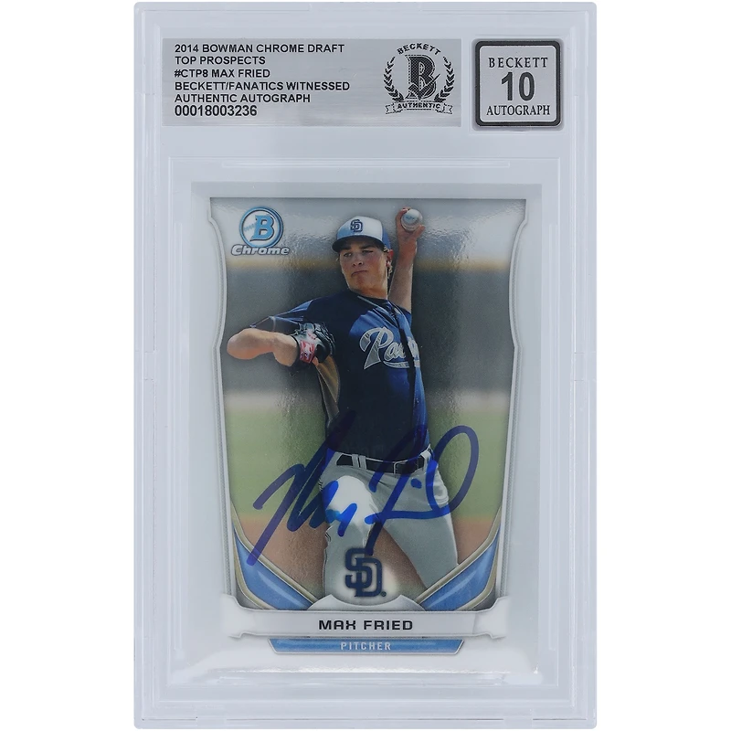 Max Fried San Diego Padres autographié 2014 Bowman Chrome Draft Top Prospects #CTP-8 Beckett Fanatics Witnessed Authenticated 10 Card