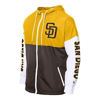 Men's New Era  Brown/Gold San Diego Padres Color Block Full-Zip Hoodie Windbreaker
