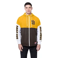 Men's New Era  Brown/Gold San Diego Padres Color Block Full-Zip Hoodie Windbreaker
