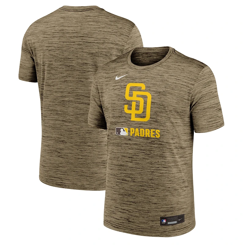 T-shirt Nike marron authentique des Padres de San Diego pour homme Velocity Dri-FIT