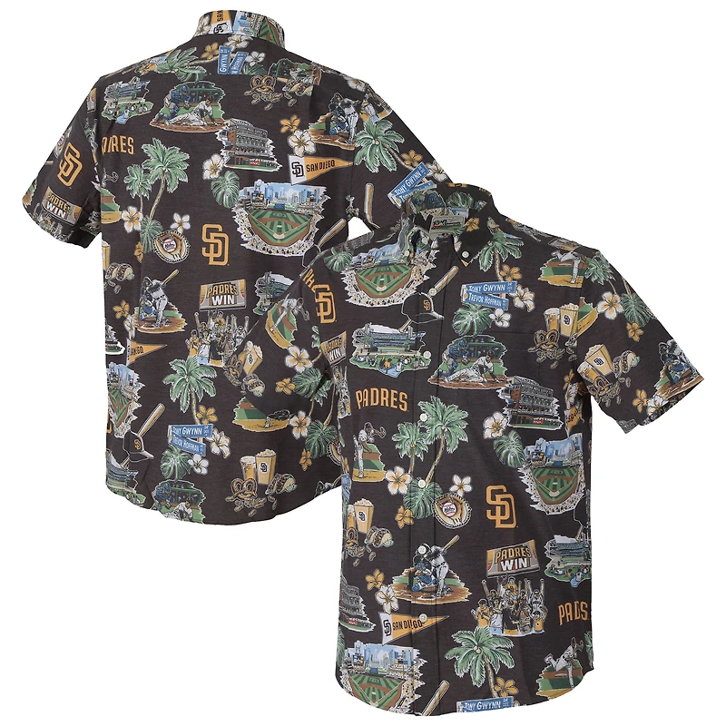 Haut boutonné de performance Reyn Spooner Brown San Diego Padres Scenic Tri-Blend pour homme