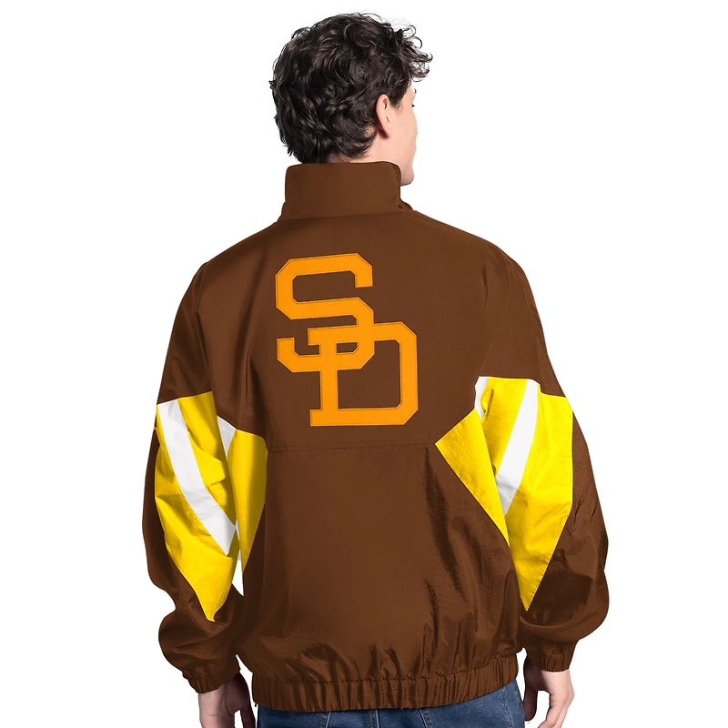 Men's Starter Brown San Diego Padres Cooperstown Chief Half-Zip Pullover