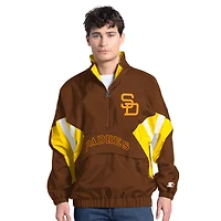 Men's Starter  Brown San Diego Padres Cooperstown Chief Half-Zip Pullover