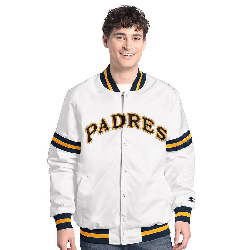 Men's Starter  White San Diego Padres Cooperstown Scout Full-Snap Varsity Jacket