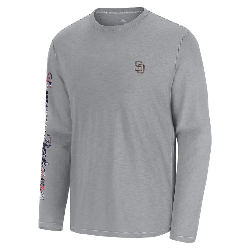 Men's Tommy Bahama  Gray San Diego Padres Tropic Curveball Lux Long Sleeve T-Shirt