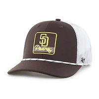 Casquette de camionneur ajustable à rayures marron/blanc '47 pour homme des Padres de San Diego